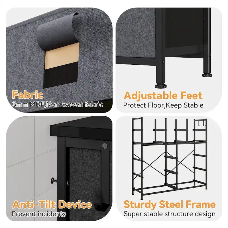 12 Drawer Dresser for Bedroom,Tall Fabric Dresser with Side Pockets and Hooks