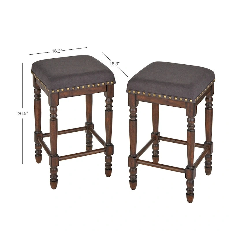 Lifestorey Grafton Turned Leg Counter Stool (Set of 2)