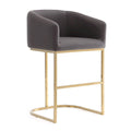 Manhattan Comfort Louvre 36 in. Titanium Gold Stainless Steel Counter Height Bar Stool