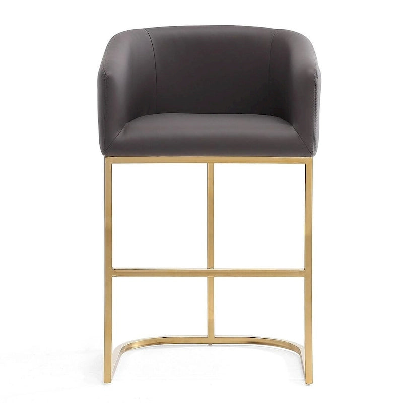 Manhattan Comfort Louvre 36 in. Titanium Gold Stainless Steel Counter Height Bar Stool