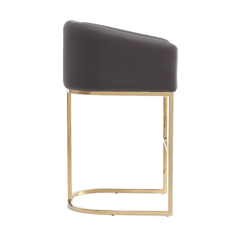 Manhattan Comfort Louvre 36 in. Titanium Gold Stainless Steel Counter Height Bar Stool