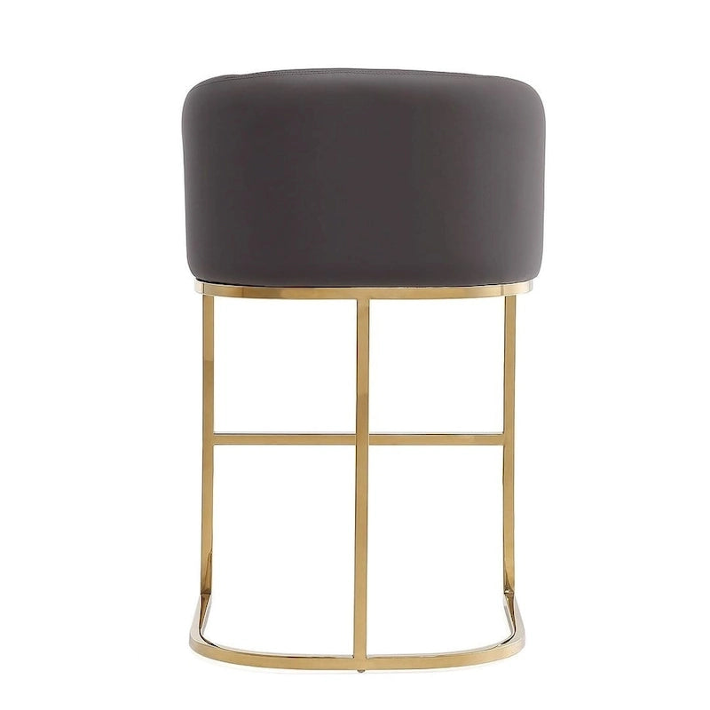 Manhattan Comfort Louvre 36 in. Titanium Gold Stainless Steel Counter Height Bar Stool