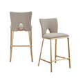 Modrest Burton Contemporary Beige & Brass Counter Stool (Set of 2)