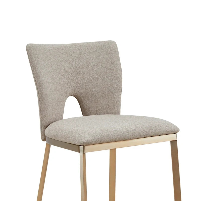 Modrest Burton Contemporary Beige & Brass Counter Stool (Set of 2)