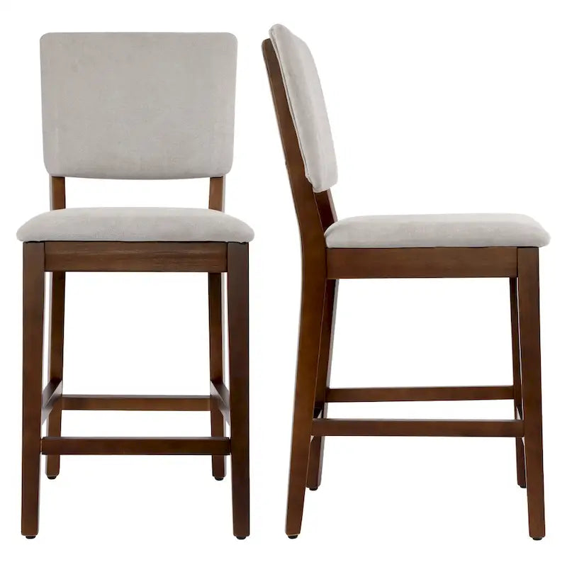 23 Inches Farmhouse Upholstered Counter Height Bar Stools with Back Set of 2