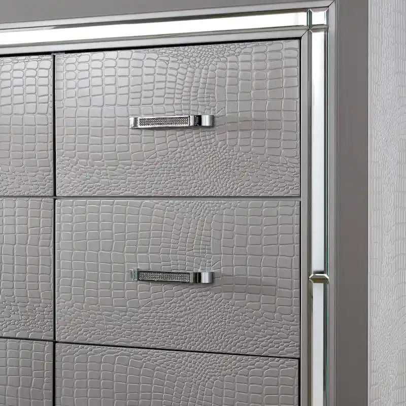 Ruff Crocodile Contemporary Wood 9-Drawer 2-piece Dresser and Mirror Set by Furniture of America