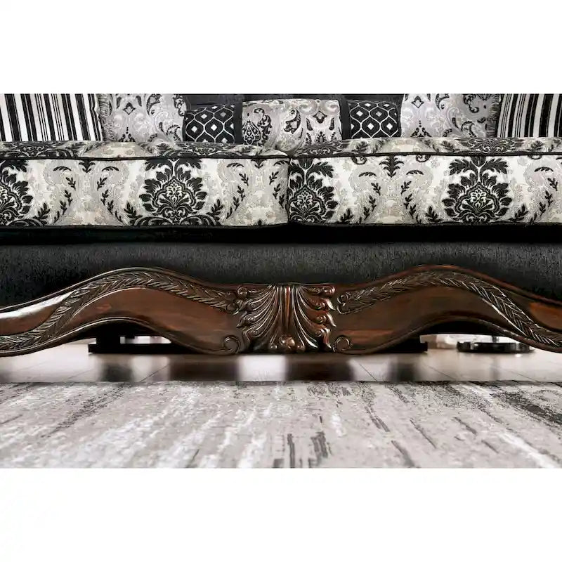 Dhumketu Traditional Black Fabric Semi-Firm Loveseat by Gracewood Hollow