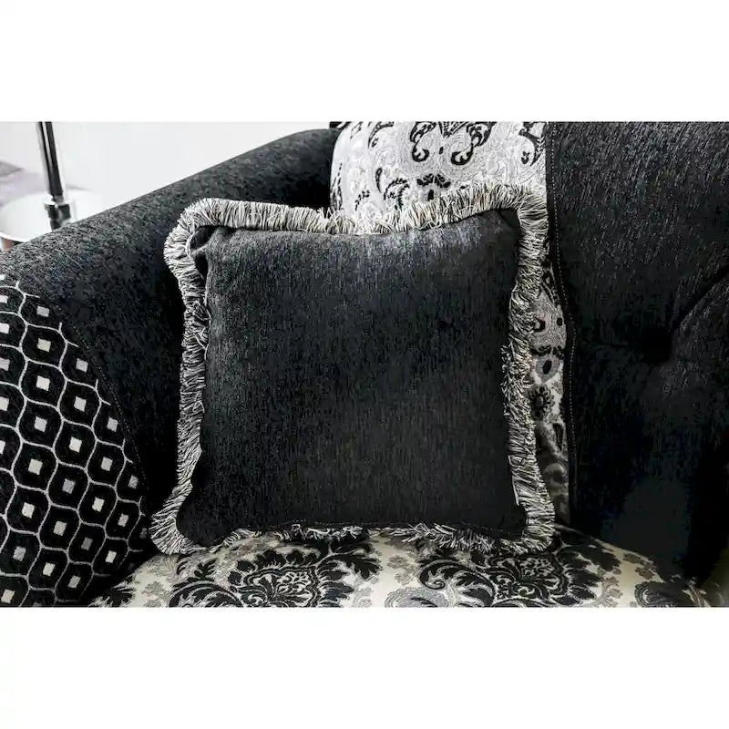 Dhumketu Traditional Black Fabric Semi-Firm Loveseat by Gracewood Hollow