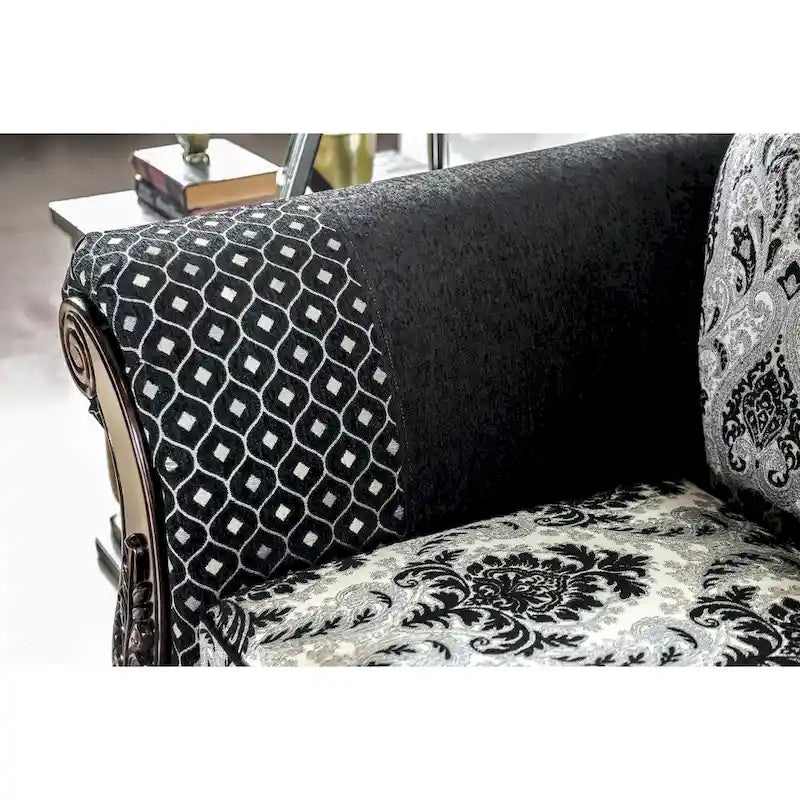 Dhumketu Traditional Black Fabric Semi-Firm Loveseat by Gracewood Hollow