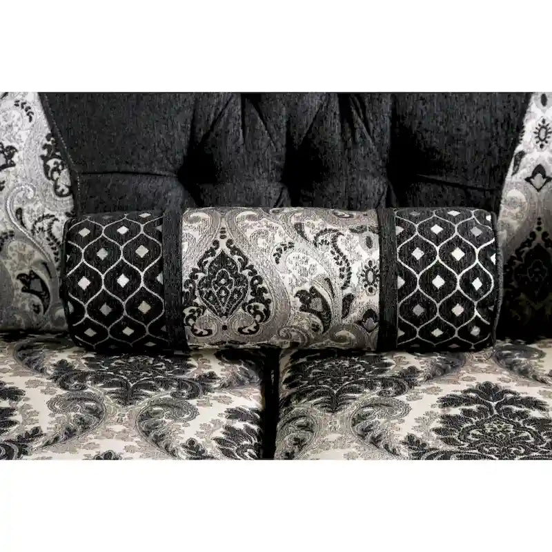 Dhumketu Traditional Black Fabric Semi-Firm Loveseat by Gracewood Hollow