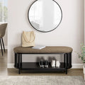 Middlebrook Scandi Upholstered-Top Storage Bench with Lower Shelf