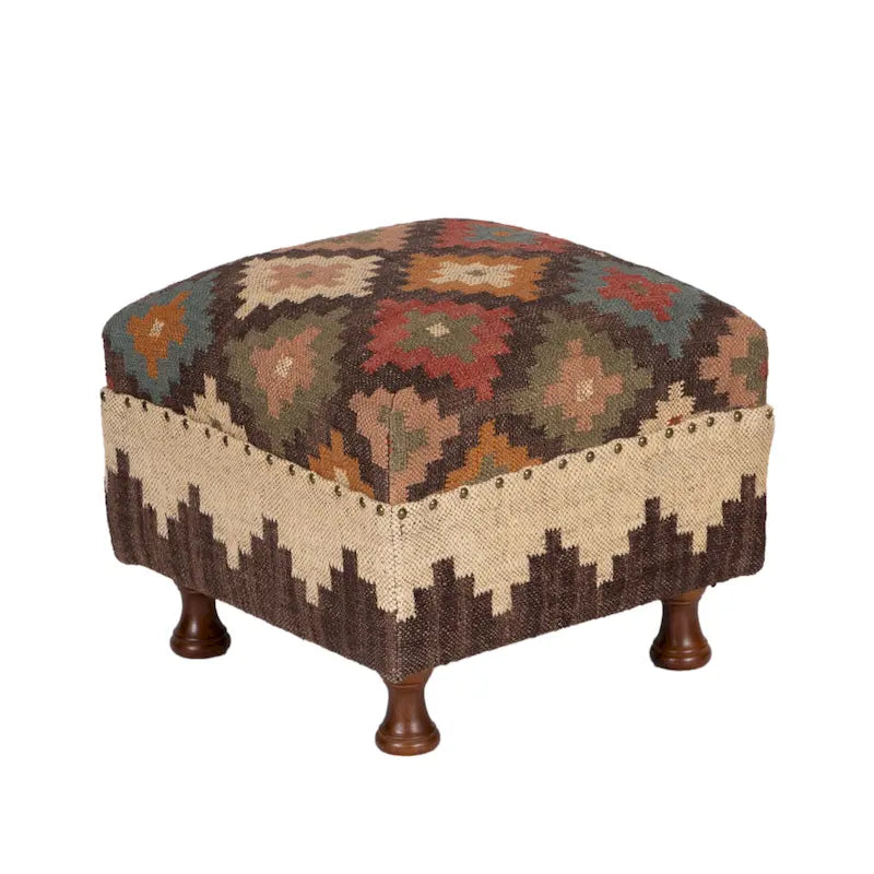 HERAT ORIENTAL Handmade Upholstered Ottoman Stool