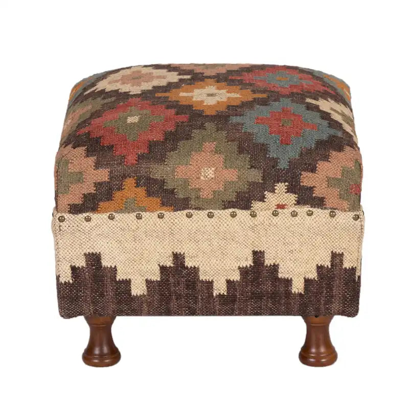 HERAT ORIENTAL Handmade Upholstered Ottoman Stool