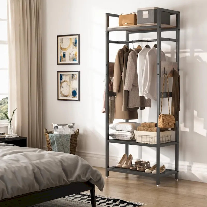 Freestanding Closet Organizer Hall Tree Garments Rack for Bedroom