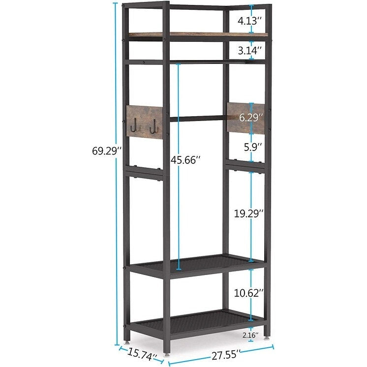 Freestanding Closet Organizer Hall Tree Garments Rack for Bedroom