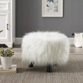 Silver Orchid Karlweis White Shag Faux Fur Ottoman