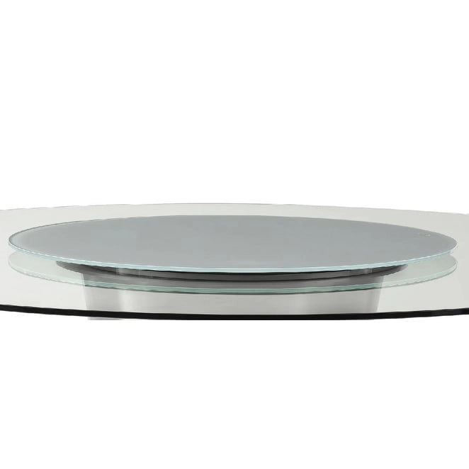 Clear Glass Round Table with Stainless Steel Base Or Lazy Susan