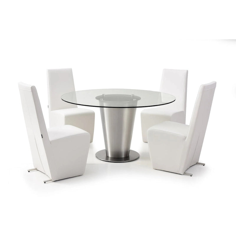 Clear Glass Round Table with Stainless Steel Base Or Lazy Susan