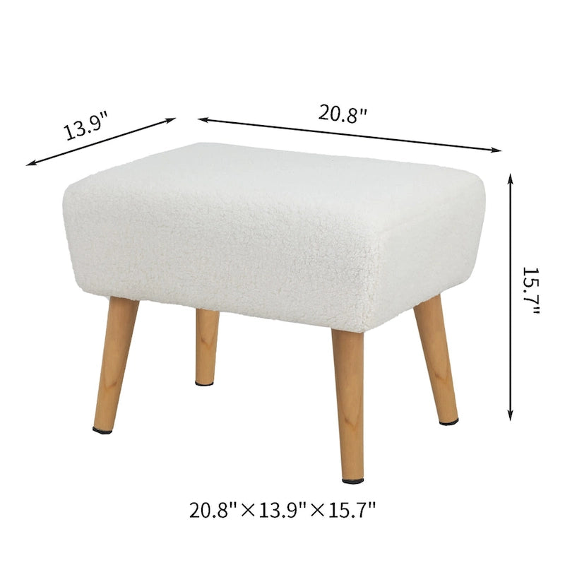 Adeco Ottoman Foot Rest Stool with Wood Legs
