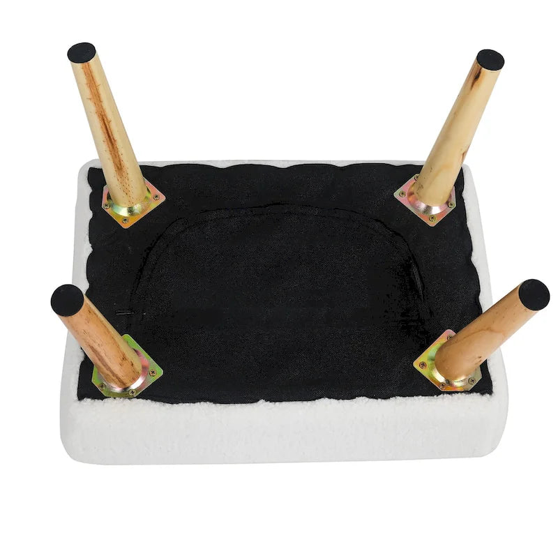 Adeco Ottoman Foot Rest Stool with Wood Legs