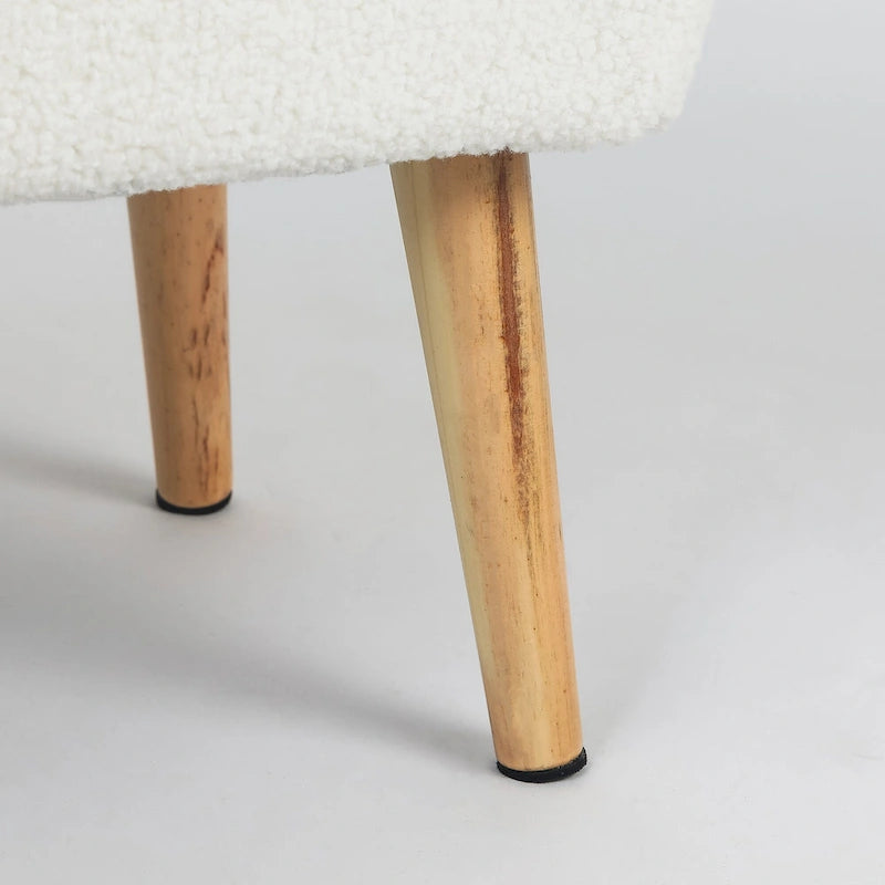Adeco Ottoman Foot Rest Stool with Wood Legs