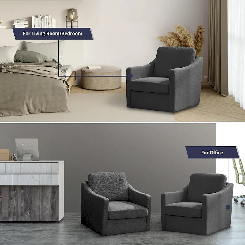 Mixoy 360 Degree Swivel Accent Sofa Chair,Linen Square Armchair