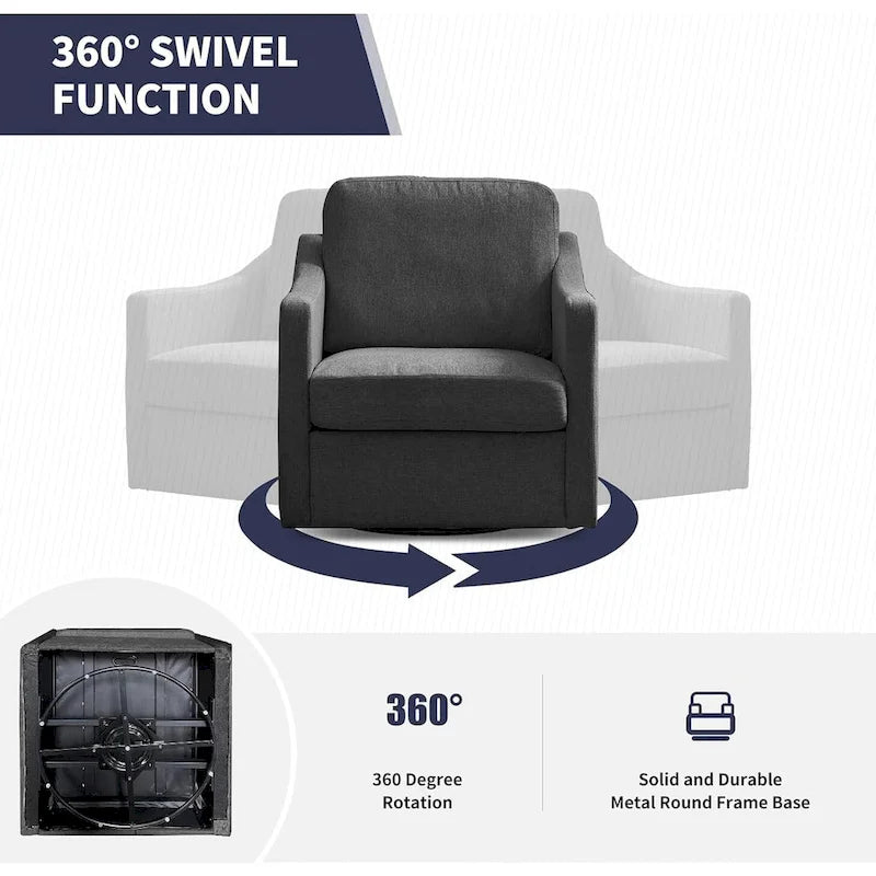 Mixoy 360 Degree Swivel Accent Sofa Chair,Linen Square Armchair