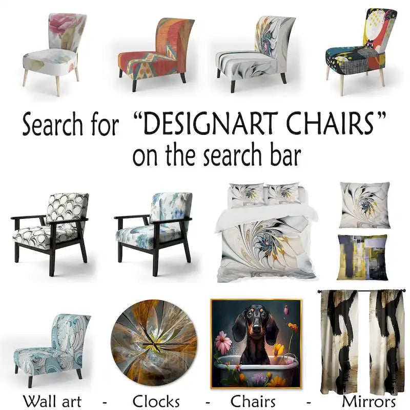 Designart Colorful Abstract Painting Strokes II Upholstered Modern Accent Chair and Arm Chair