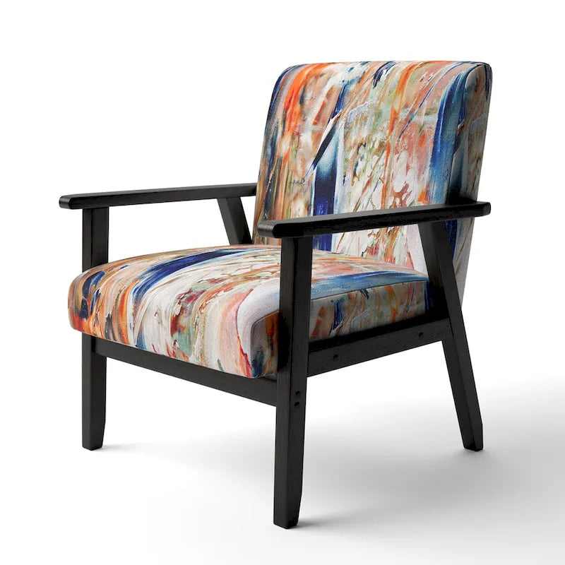 Designart Colorful Abstract Painting Strokes II Upholstered Modern Accent Chair and Arm Chair