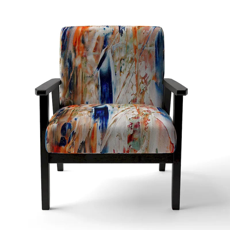 Designart Colorful Abstract Painting Strokes II Upholstered Modern Accent Chair and Arm Chair