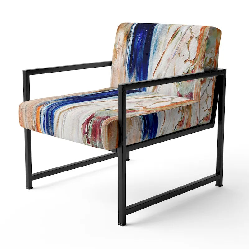 Designart Colorful Abstract Painting Strokes II Upholstered Modern Accent Chair and Arm Chair