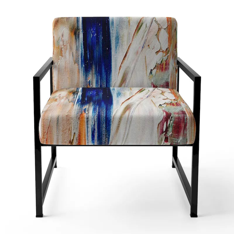 Designart Colorful Abstract Painting Strokes II Upholstered Modern Accent Chair and Arm Chair