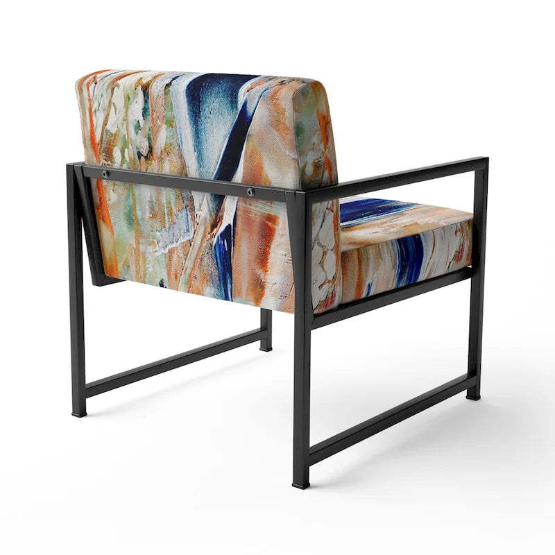 Designart Colorful Abstract Painting Strokes II Upholstered Modern Accent Chair and Arm Chair