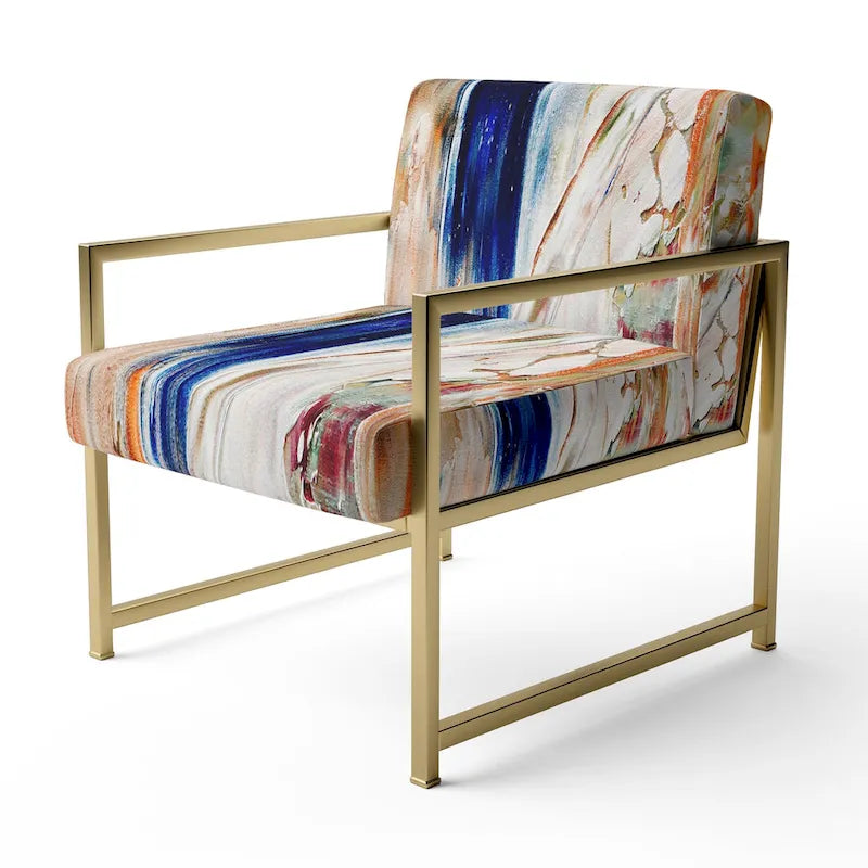 Designart Colorful Abstract Painting Strokes II Upholstered Modern Accent Chair and Arm Chair