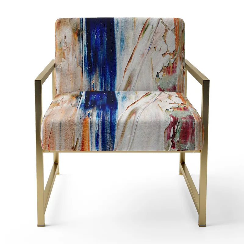 Designart Colorful Abstract Painting Strokes II Upholstered Modern Accent Chair and Arm Chair