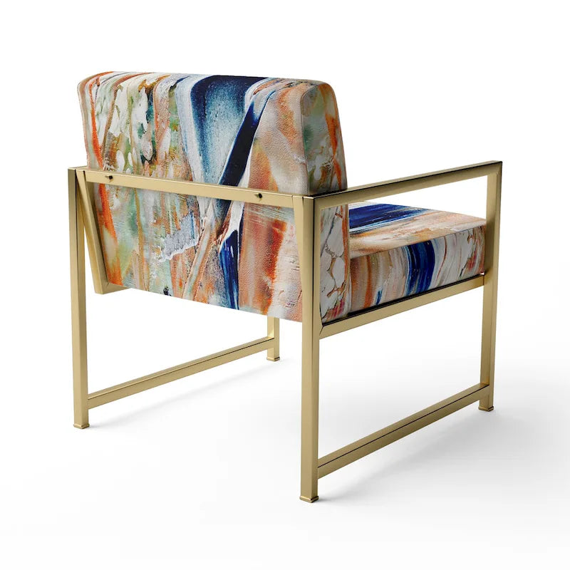 Designart Colorful Abstract Painting Strokes II Upholstered Modern Accent Chair and Arm Chair