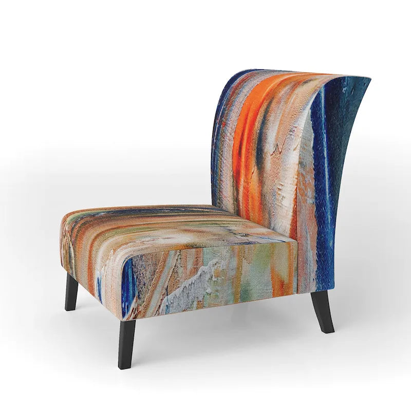 Designart Colorful Abstract Painting Strokes II Upholstered Modern Accent Chair and Arm Chair