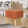 Adeco Square Faux Leather Tufted Footstool Ottoman Footrest Stool