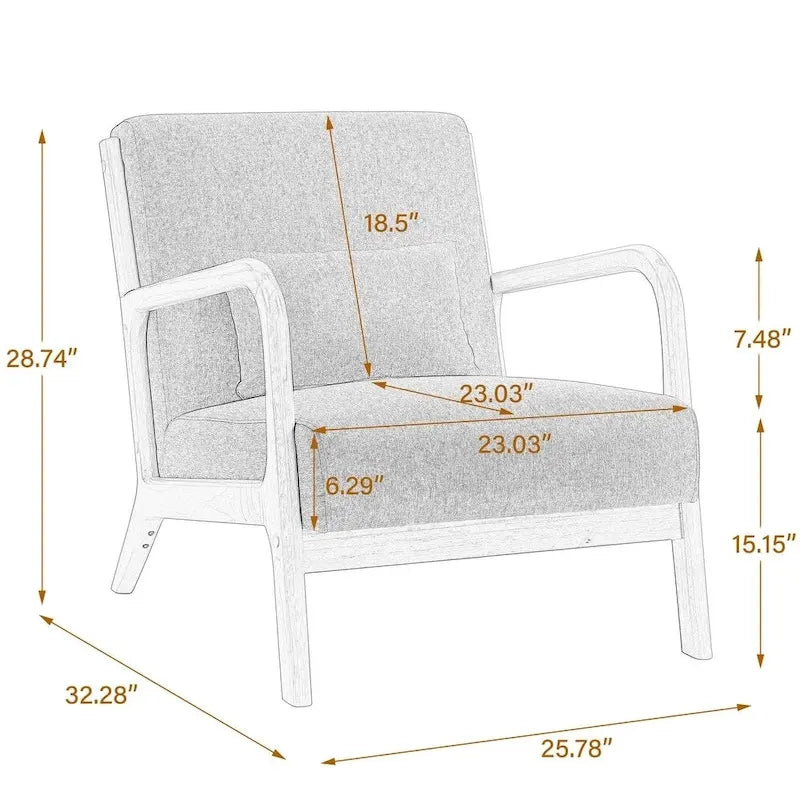 Mid-Century Modern Fabric Upholstered Wood Arm Chair