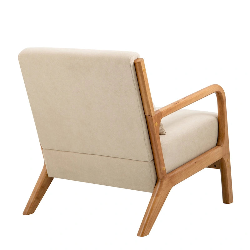 Mid-Century Modern Fabric Upholstered Wood Arm Chair