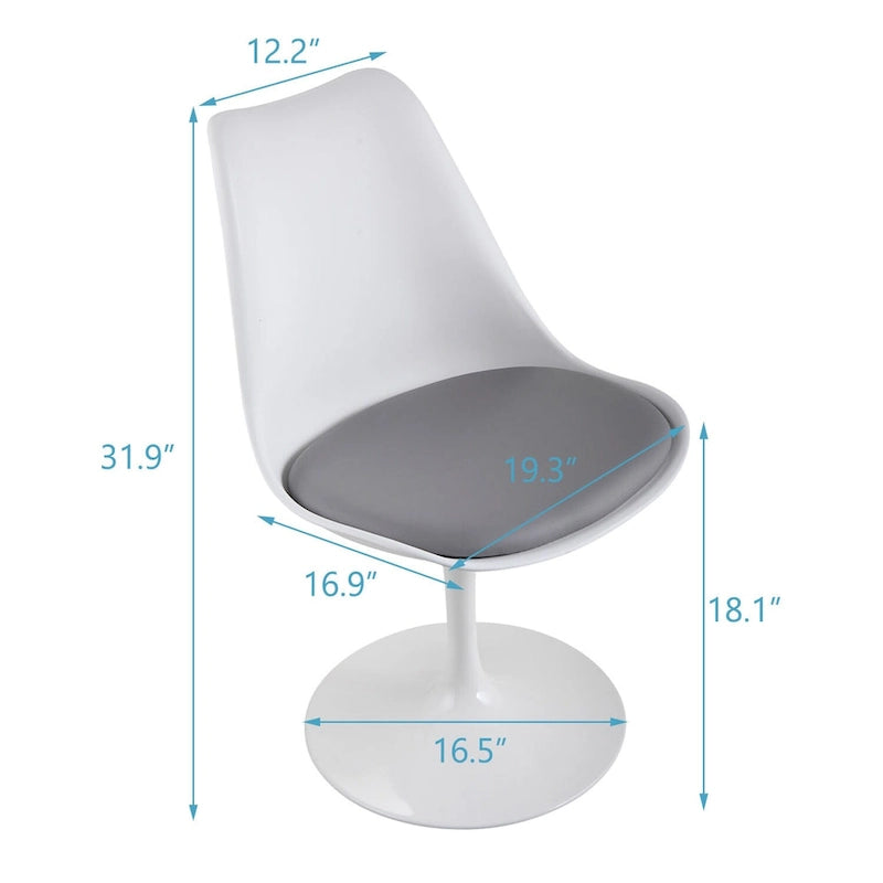 Swivel Tulip Side Chair,Dining Chair with Cushioned Seat and Curved Backrest