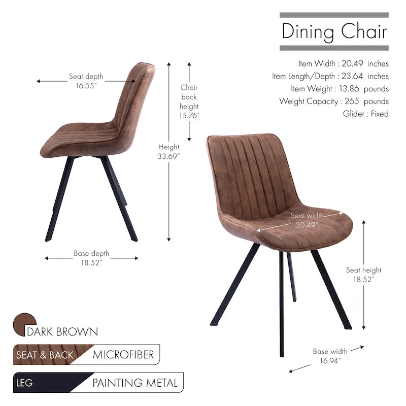 Porthos Home Vue Dining Chairs Set of 2, Microfiber and Metal Legs