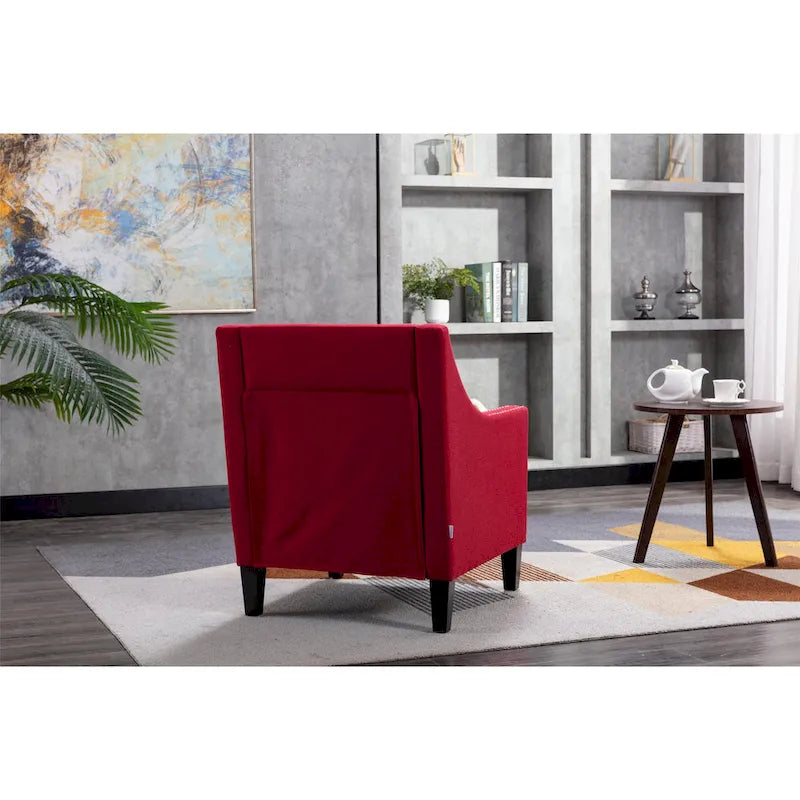 Linen Nailhead Accent Solid Wood Leg Living Room Armchair