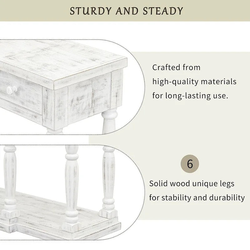 Retro Senior 4-Drawer 1-Shelf Console Table, Classic Entrance Display Table Entryway Table, Storage Sofa Table