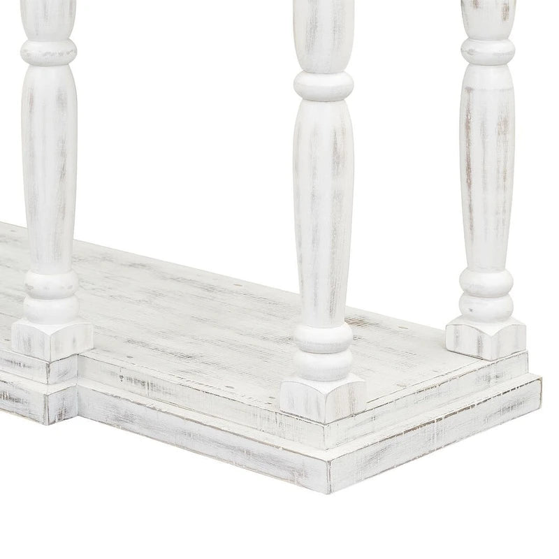 Retro Senior 4-Drawer 1-Shelf Console Table, Classic Entrance Display Table Entryway Table, Storage Sofa Table