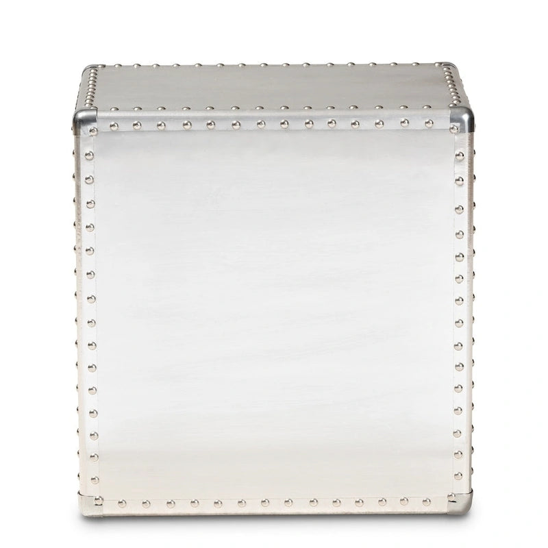 Baxton Studio Armel French Industrial Silver Metal 3-Drawer End Table