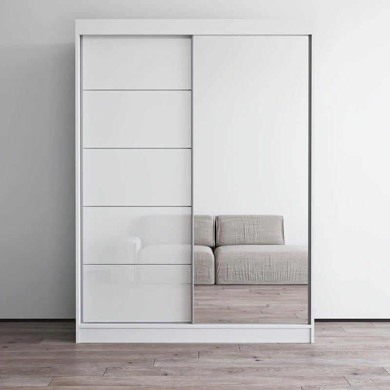 Aria High Gloss 2-door Modern Wardrobe with Mirror