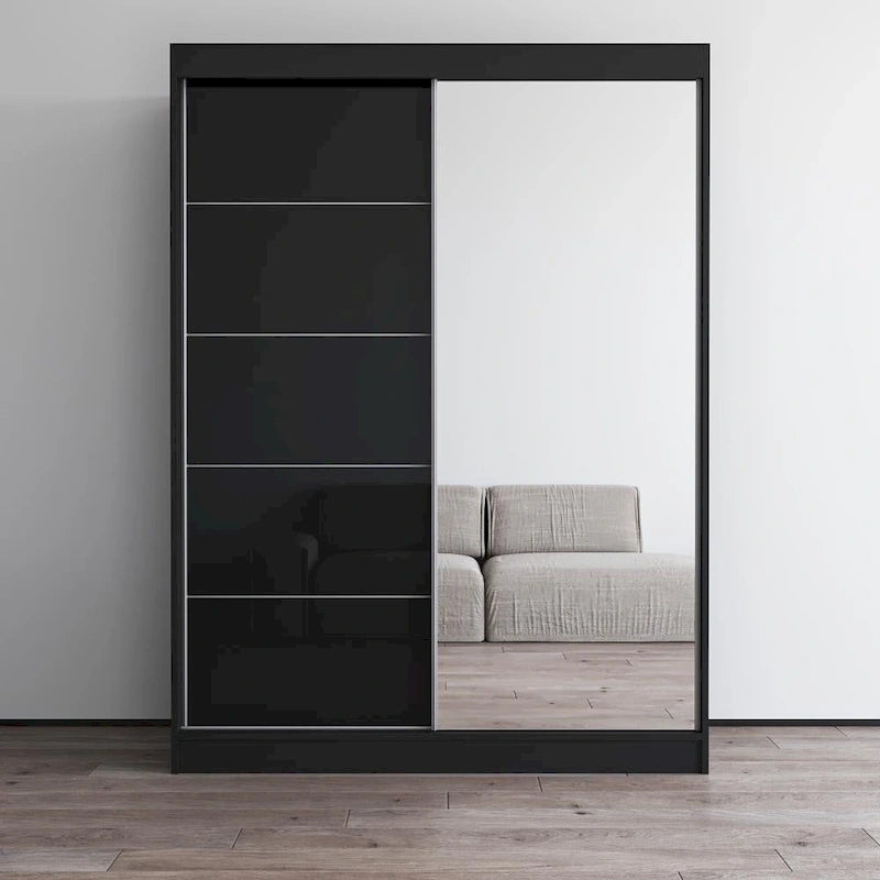 Aria High Gloss 2-door Modern Wardrobe with Mirror