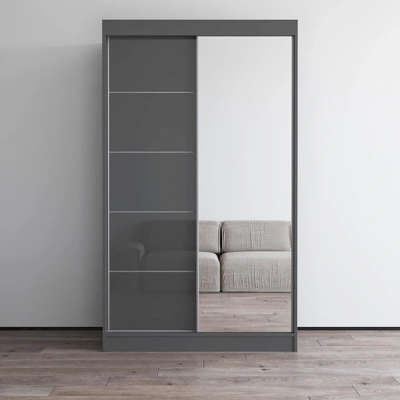 Aria High Gloss 2-door Modern Wardrobe with Mirror