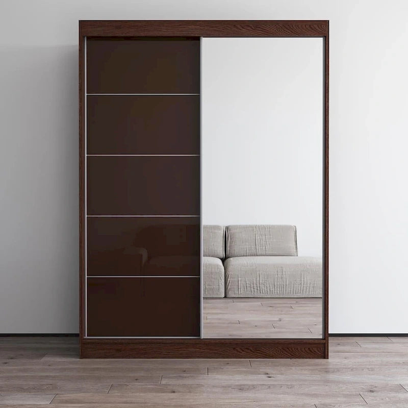 Aria High Gloss 2-door Modern Wardrobe with Mirror